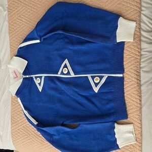 Vintage blue zip up sweater mardel